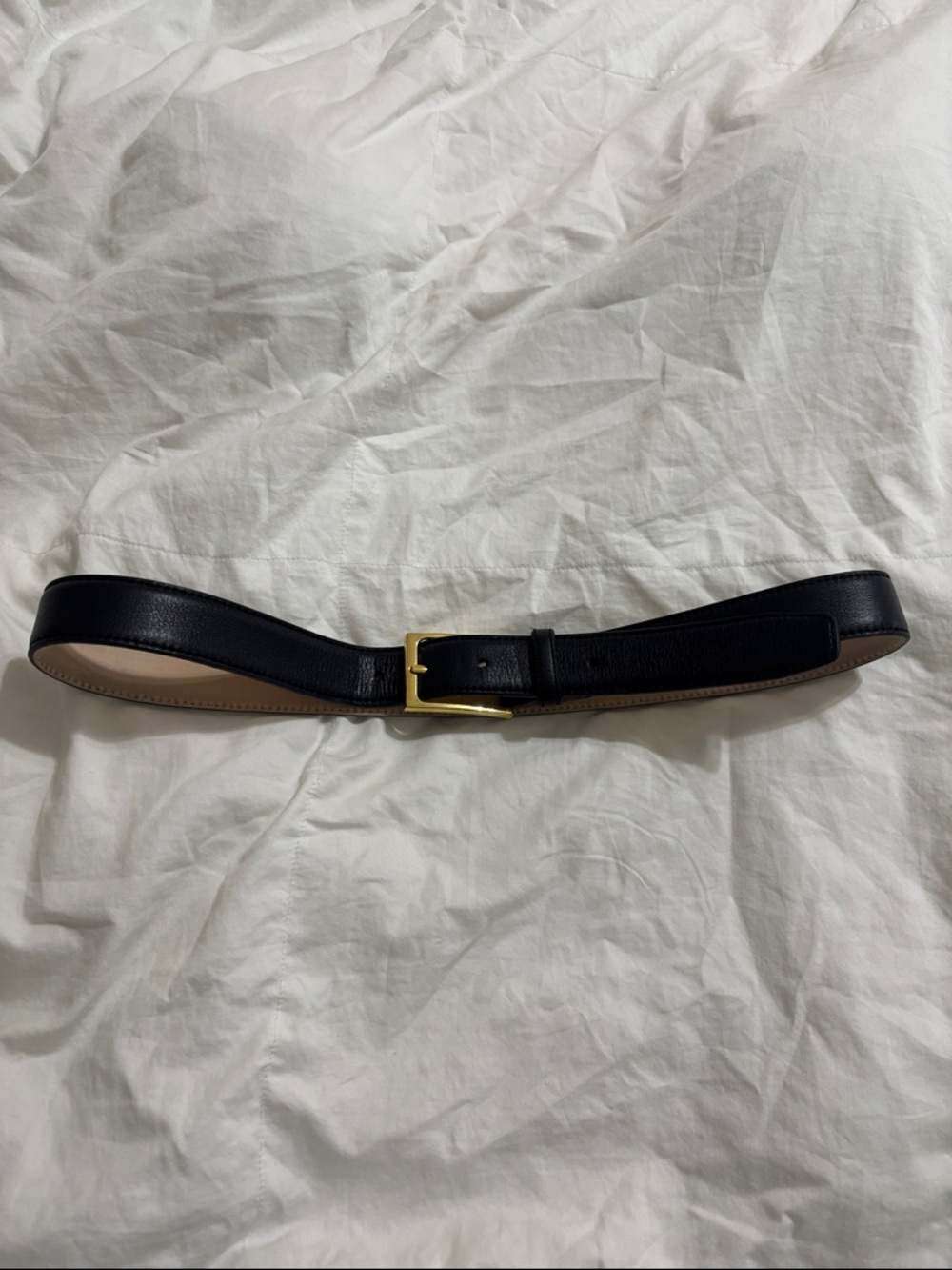 AUREUM Black Leather Belt with Gold Buckle